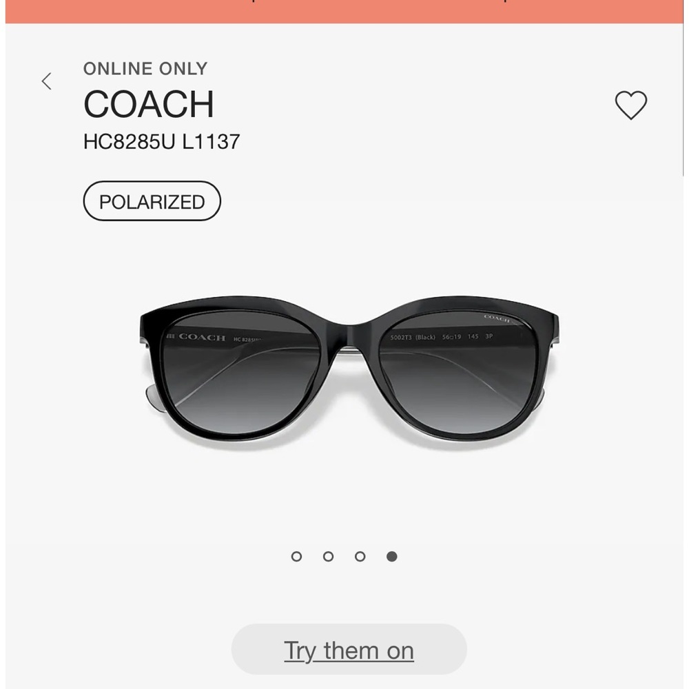 Coach polarized Black and Silver sunglasses. Polarized.